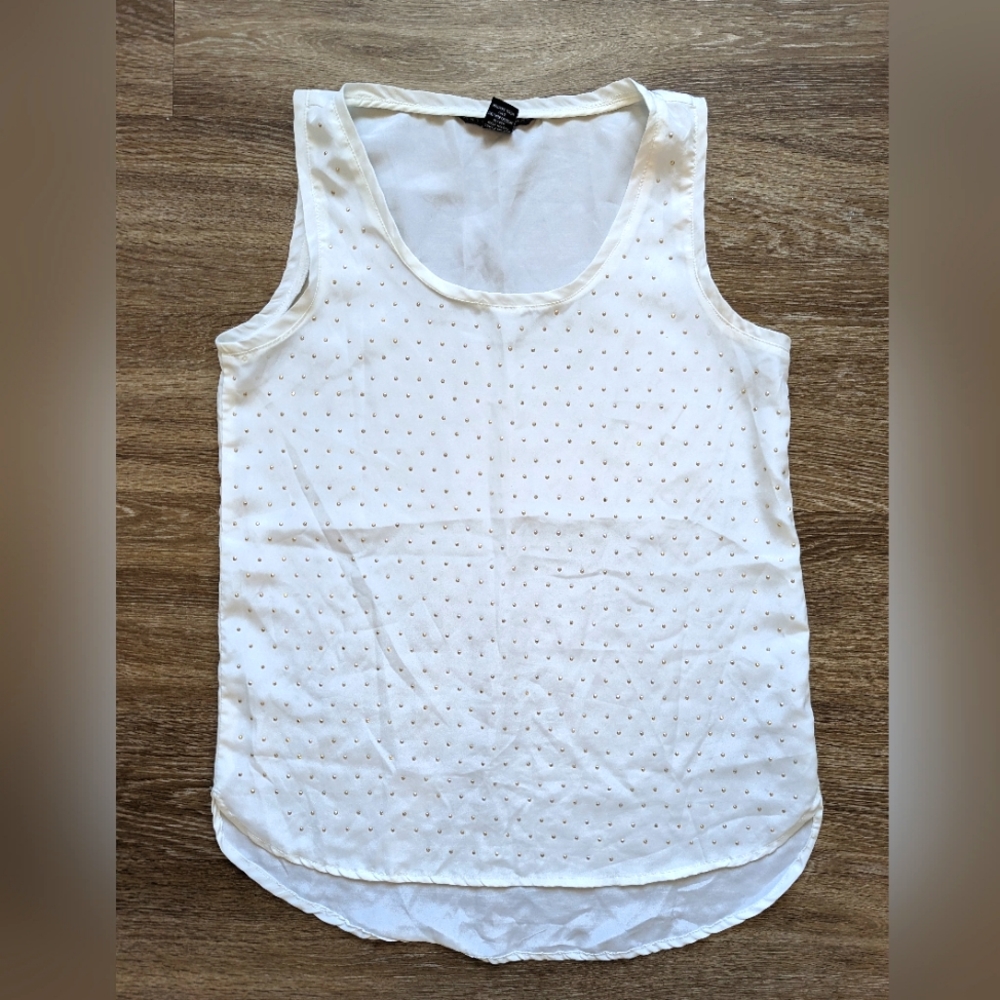 Antilia Femme Gold Studded White Sleeveless Blouse